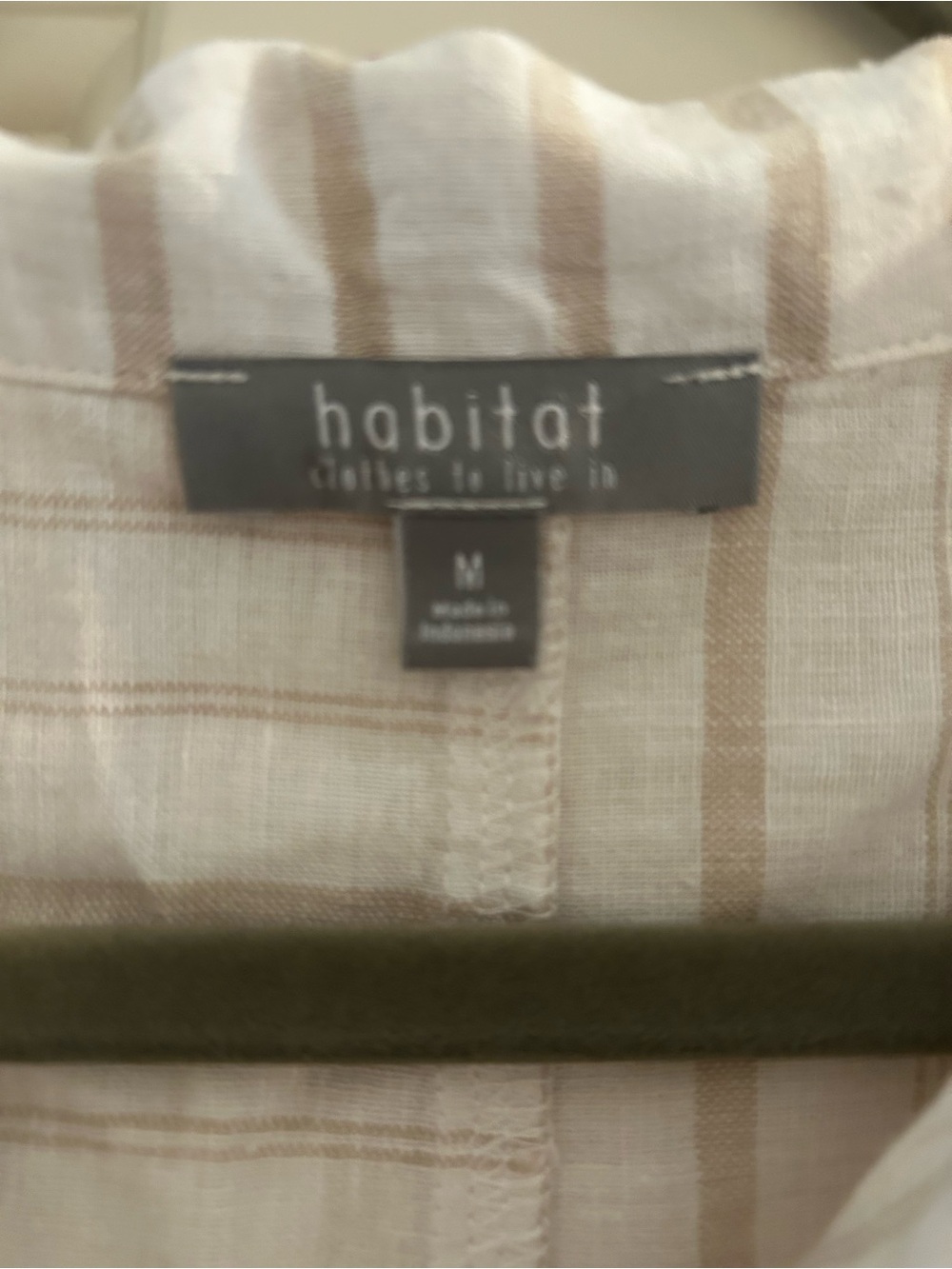 Habitat Cream and Tan Striped Button-Front Womens Top - Picture 3 of 3